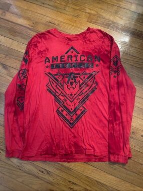 American Fighter Men’s Red Graphic Long Sleeve Shirt - 3XL